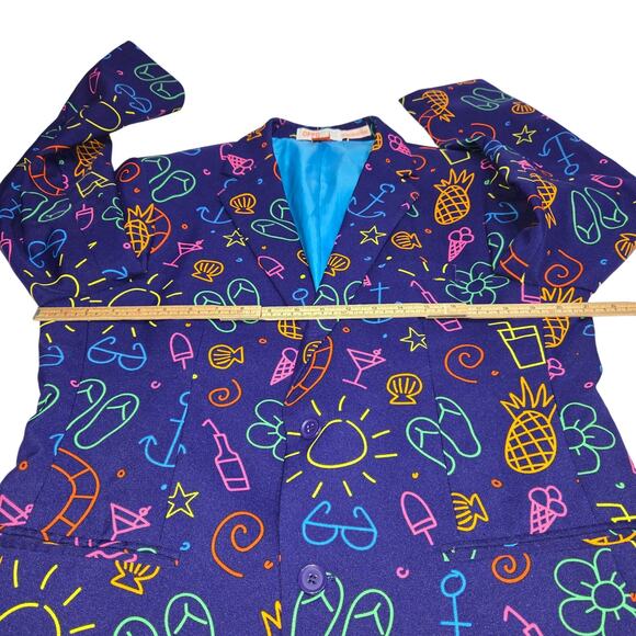 OppoSuits Mens US42 Beach Party Neon Print Blazer Jacket EU52 Summer Novelty AOP - Picture 9 of 16